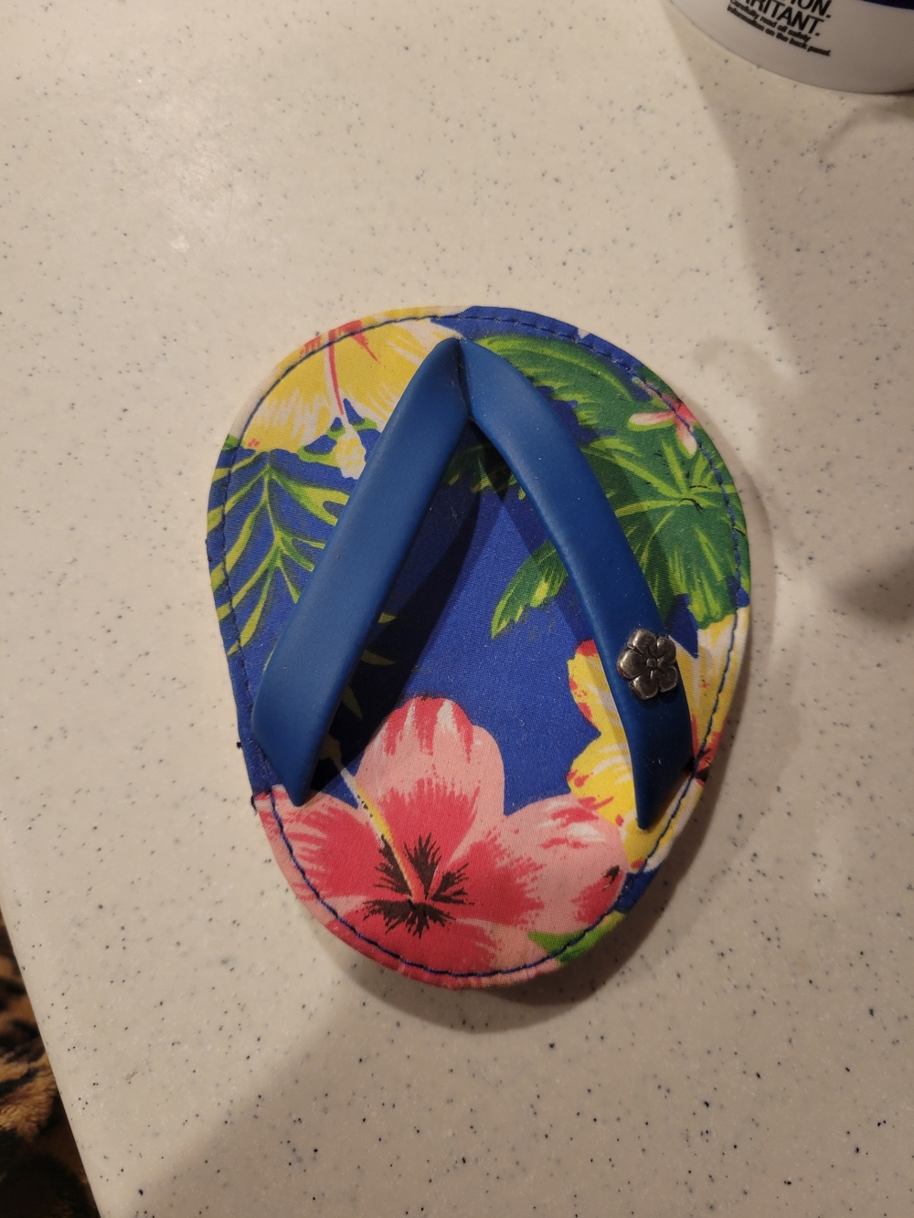 Blue Floral Flip Flop Wine Coaster